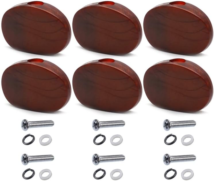 MAXCHEER 6PCS Brown Pearl Universal Guitar Tuning Pegs Keys Tuners Machine Heads Replacement Buttons Knobs Handle for Guitar Accessory (Brown Pearl, 6) - Image 1